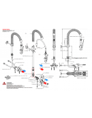 Kit miscelatore doppio pedale a pavimento con con kit doccia prelavaggio versione Mini