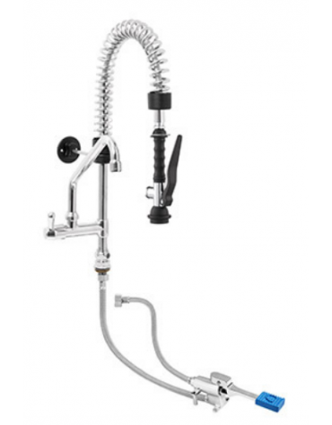 Kit rubinetto a pedale mono acqua a pavimento con kit doccia prelavaggio versione Mini e canna girevole "C" da mm Ø18×200