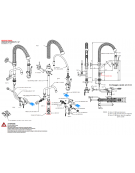 Kit rubinetto a pedale mono acqua a pavimento con kit doccia prelavaggio versione Mini e canna girevole "C" da mm Ø18×200