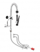 Kit miscelatore progressivo monopedale a pavimento con kit doccia prelavaggio versione Mini e canna girevole "C" da mm Ø18×200