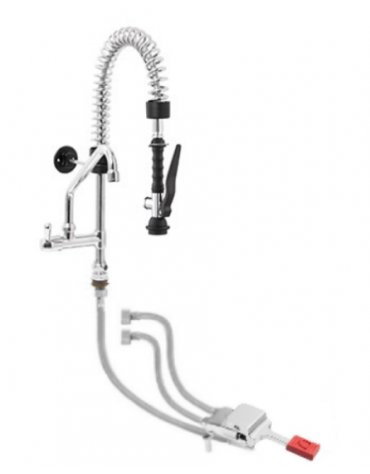 Kit miscelatore progressivo monopedale a pavimento con kit doccia prelavaggio versione Mini e canna girevole "C" da mm Ø18×200