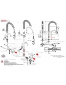 Kit miscelatore progressivo monopedale a pavimento con kit doccia prelavaggio versione Mini e canna girevole "C" da mm Ø18×200
