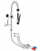 Kit miscelatore doppio pedale a pavimento con kit doccia prelavaggio versione Mini e canna girevole "C" da mm Ø18×200