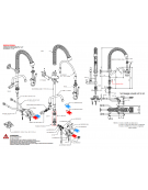 Kit miscelatore doppio pedale a pavimento con kit doccia prelavaggio versione Mini e canna girevole "C" da mm Ø18×200