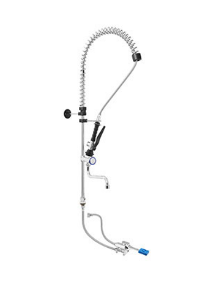 Kit rubinetto a pedale mono acqua a pavimento completo di doccia prelavaggio con canna "S" a metà asta