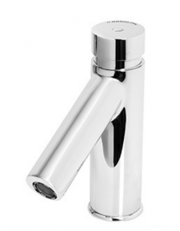 Rubinetto temporizzato per lavabo completo di flessibile, tempo di erogazione 8÷12 sec. non regolabile - altezza cm 18,5