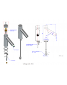 Rubinetto temporizzato per lavabo con premix meccanico e flessibil - tempo di erogazione 8÷12 sec. non regolabile -altezza mm185