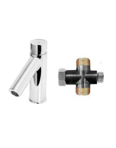 Rubinetto temporizzato per lavabo con premix meccanico e flessibil - tempo di erogazione 8÷12 sec. non regolabile -altezza mm185