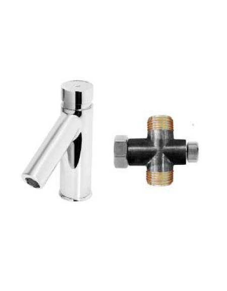 Rubinetto temporizzato per lavabo con premix meccanico e flessibil - tempo di erogazione 8÷12 sec. non regolabile -altezza mm185