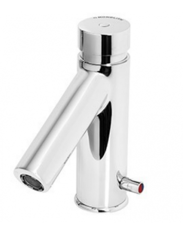 Miscelatore temporizzato per lavabo completo di flessibile, tempo di erogazione 8÷12 sec. non regolabile - altezza cm 18,5