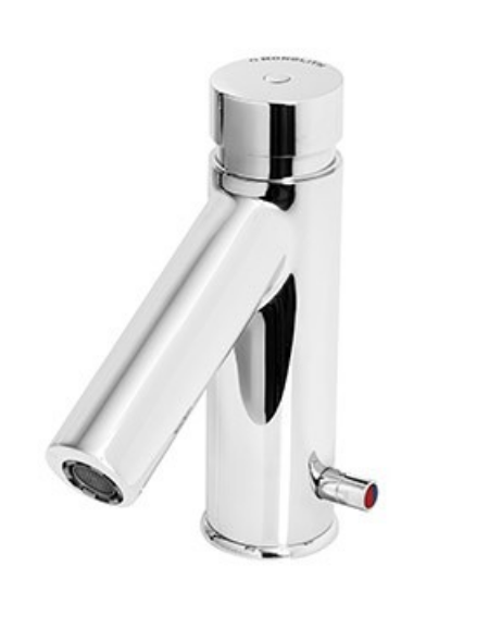 Miscelatore temporizzato per lavabo completo di flessibile, tempo di erogazione 8÷12 sec. non regolabile - altezza cm 18,5