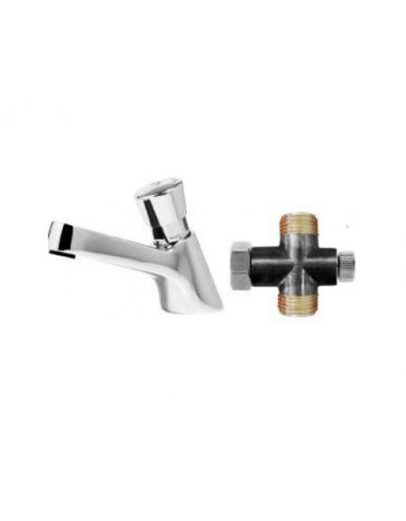 Rubinetto temporizzato per lavabo con premix meccanico e flessibil -tempo di erogazione 8÷12 sec. non regolabile - altezza mm 93