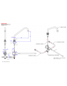 Rubinetto temporizzato con comando a ginocchio, bocca girevole, flessibili e premix inclusi. Erogazione fissa 8±12 sec