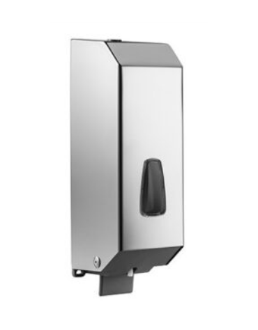 Dispenser sapone liquido a riempimento in acciaio inox AISI 304, azionamento a leva - cm 11x10,5x32h
