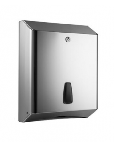 Dispenser in acciaio inox AISI 304 per carta asciugamani interfogliata a “Z” - capacità 250 fogli - cm 25,5x12x32,5h