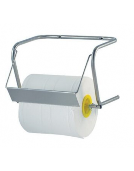 Cavalletto distributore a parete in acciaio inox AISI 304 per rotoli industriali fino a cm 35×30 - dim. cm 40x25x28h