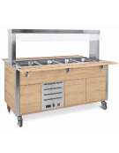 Carrello armadiato buffet termico con parafiato fisso - 5x1/1 GN - colore Rovere - cm 193x68x144h