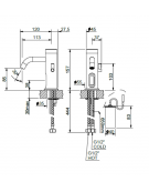Miscelatore elettronico con beccuccio fisso curvo - alimentazione a batteria - Ø mm 45 - mm 120x157h