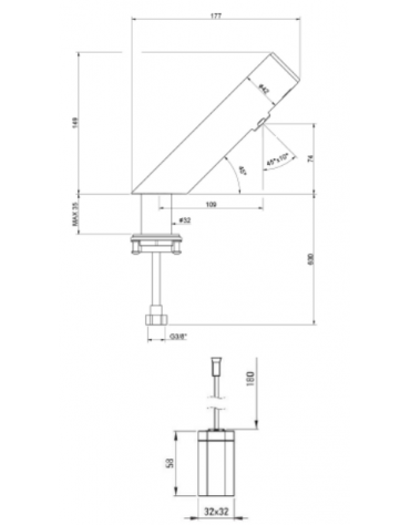 Rubinetto elettrico in acciaio AISI 316 - alimentazione a batteria - mm 177x149h