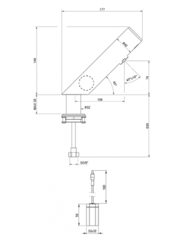 Miscelatore elettrico in acciaio AISI 316 - alimentazione a batteria - mm 177x149h