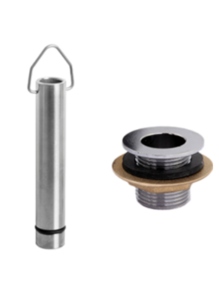 Kit completo per tubo troppo pieno e piletta cromata 3/4" con dado e guarnizione - altezza tubo mm 114