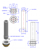 Kit completo per tubo troppo pieno in acciaio AISI 304 e piletta cromata 1" 1/2 con dado e guarnizione - altezza tubo mm 250