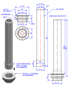 Kit completo per tubo troppo pieno in acciaio AISI 304 e piletta cromata 1" 1/2 con dado e guarnizione - altezza tubo mm 300