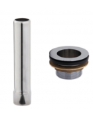 Kit completo per tubo troppo pieno in acciaio AISI 304 e piletta cromata 1" 1/2 con dado e guarnizione - altezza tubo mm 150