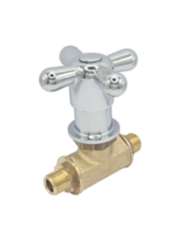 Rubinetto d’arresto con nippli da 3/8" e maniglia a croce