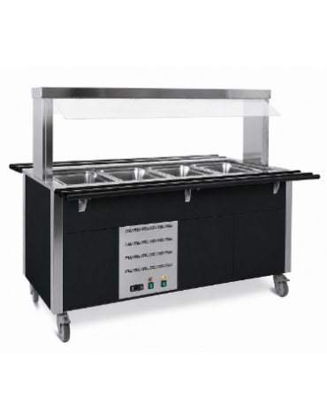 Carrello armadiato buffet termico con parafiato fisso - 5x1/1 GN - colore Nero - cm 193x68x144h