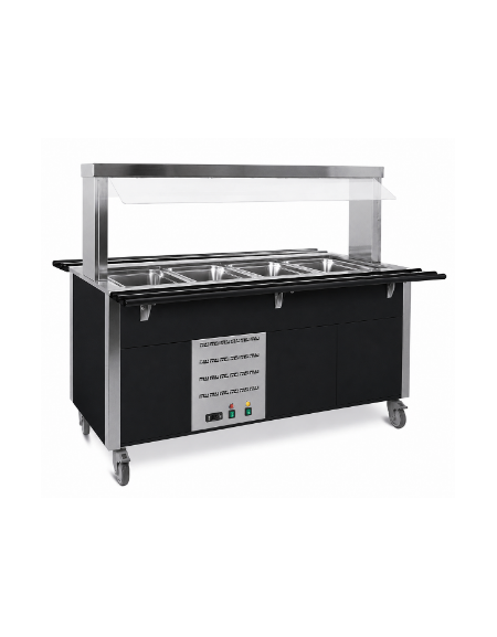 Carrello armadiato buffet termico con parafiato fisso - 5x1/1 GN - colore Nero - cm 193x68x144h