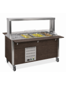 Carrello buffet termico armadiato 5xGN1/1 - colore Wengè - con parafiato mobile e LED - cm 193x68x144h