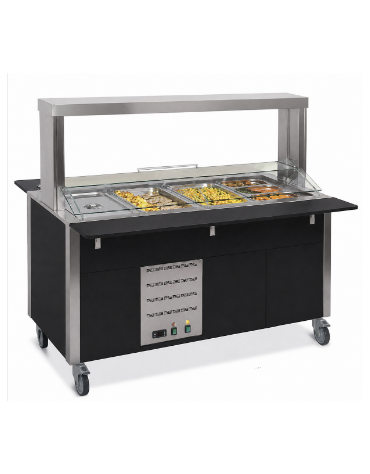 Carrello buffet termico armadiato 5xGN1/1 - colore Nero - con parafiato mobile e LED - cm 193x68x144h