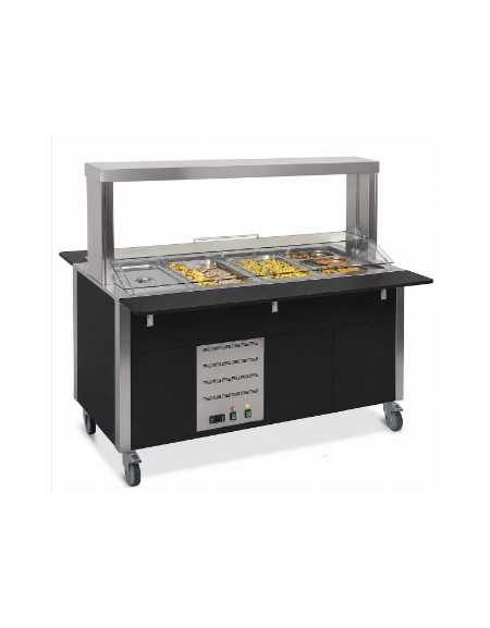 Carrello buffet termico armadiato 5xGN1/1 - colore Nero - con parafiato mobile e LED - cm 193x68x144h