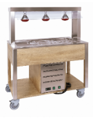 Carrello buffet termico 6xGN1/1 colore Rovere - parafiato fisso e lampade a infrarossi - cm 226x68x144h