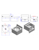 Lavamani in acciaio inox AISI 304 senza bocca di erogazione e comando - predisposto con Foro mm Ø33 - dim. cm 40x40