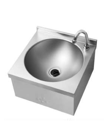 Lavamani in acciaio inox AISI 304 con bocca di erogazione, comando a ginocchio e premix meccanico - cm 30x31,5