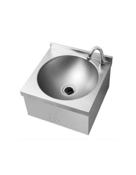 Lavamani in acciaio inox AISI 304 con bocca di erogazione, comando a ginocchio e premix meccanico - cm 30x31,5
