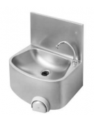 Lavamani in acciaio inox AISI 304 con alzatina, bocca di erogazione, comando a ginocchio e premix - cm 48x36x52h