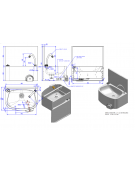 Lavamani in acciaio inox AISI 304 con alzatina, bocca di erogazione, comando a ginocchio e premix - cm 48x36x52h
