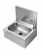 Lavamani in acciaio inox AISI 304 con alzatina, bocca di erogazione, comando a ginocchio e premix - cm 40x31,5x47h
