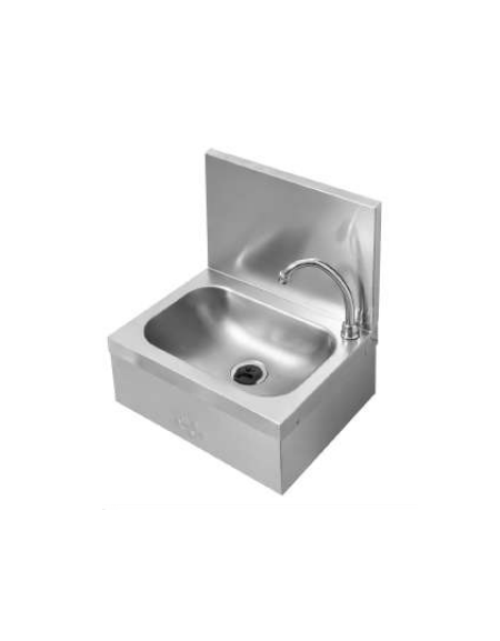 Lavamani in acciaio inox AISI 304 con alzatina, bocca di erogazione, comando a ginocchio e premix - cm 40x31,5x47h