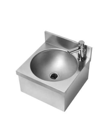 Lavamani in acciaio inox AISI 304 con miscelatore elettronico a batteria - flessibili inclusi - cm 40x40