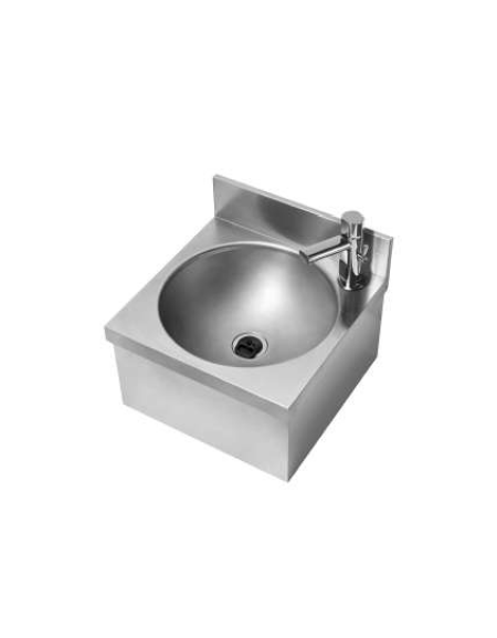 Lavamani in acciaio inox AISI 304 con miscelatore elettronico a batteria - flessibili inclusi - cm 40x40