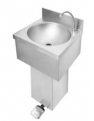 Lavamani a muro in acciaio inox AISI 304 con colonnina e miscelatore a pedale progressivo - cm 40x40x78h