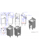 Lavamani inox AISI 304 su mobile con porta battente, comando a ginocchio e premix meccanico - cm 40x40x85h