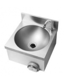 Lavamani in acciaio inox AISI 304 con bocca di erogazione, comando a ginocchio e premix meccanico - cm 40x40