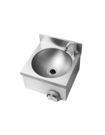Lavamani in acciaio inox AISI 304 con bocca di erogazione, comando a ginocchio e premix meccanico - cm 40x40
