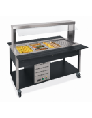 Buffet termico 6xGN1/1 colore Nero, con parafiato fisso - illuminazione a LED - cm 226x68x144h