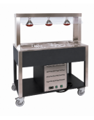 Carrello buffet termico 6xGN1/1 colore Nero - parafiato fisso e lampade a infrarossi - cm 226x68x144h